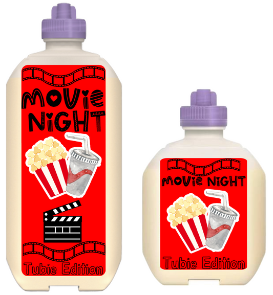 (Nestle Peptamen) Movie night - popcorn and fizzy drink tubie edition - Foodie al Tubie feed bottle stickers