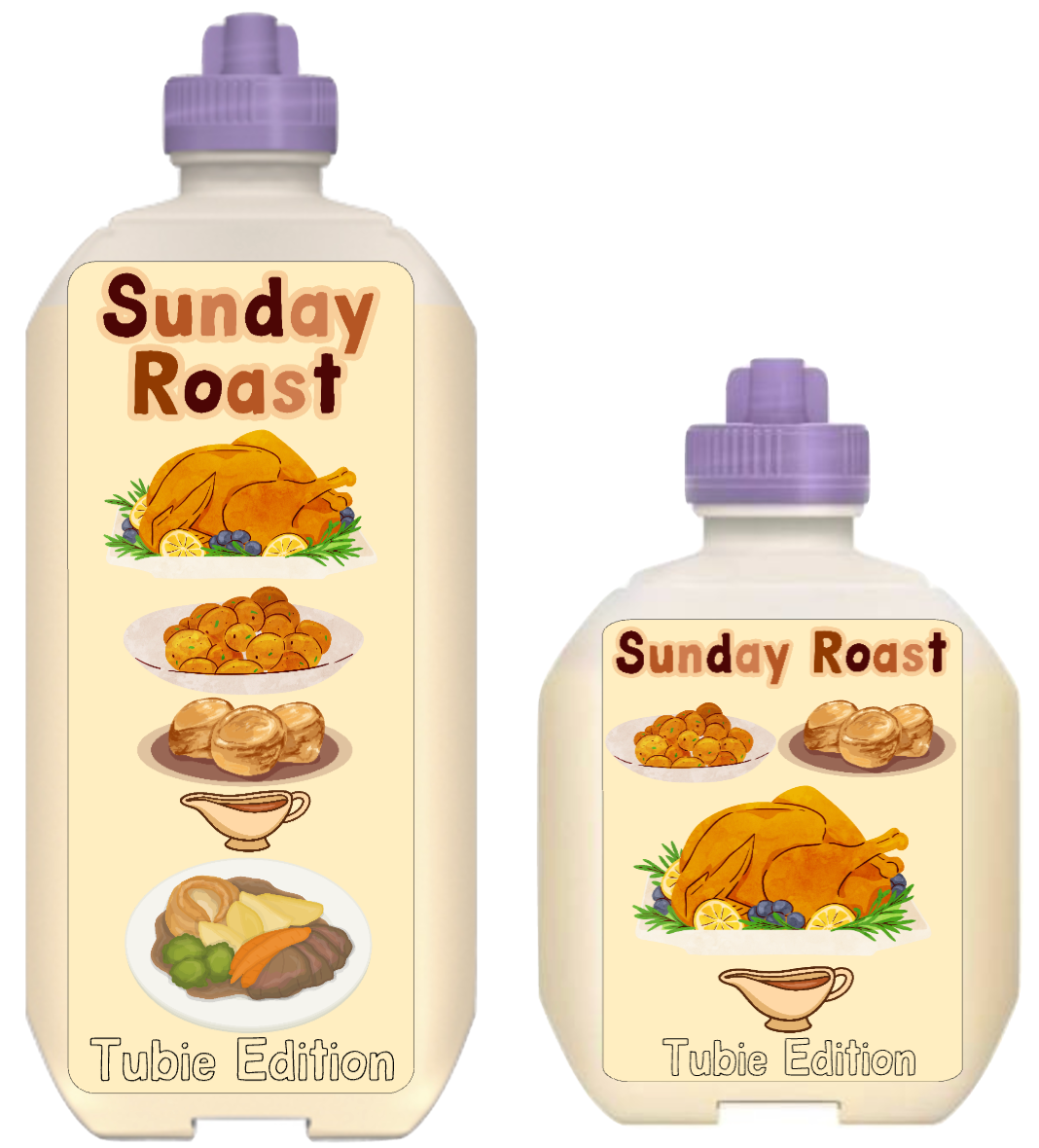 (Nestlé peptamen) Sunday roast tubie edition - Foodie al Tubie (feed bottle stickers)
