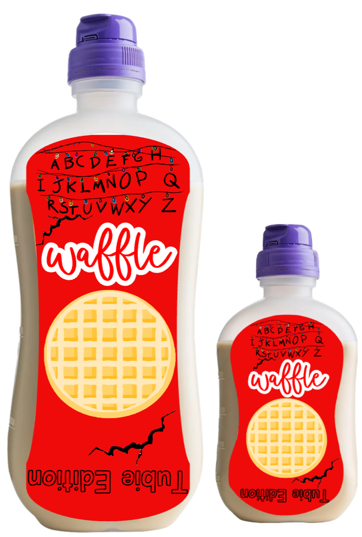 Nutricia stranger things  waffle tubie edition - Foodie al Tubie feed bottle stickers