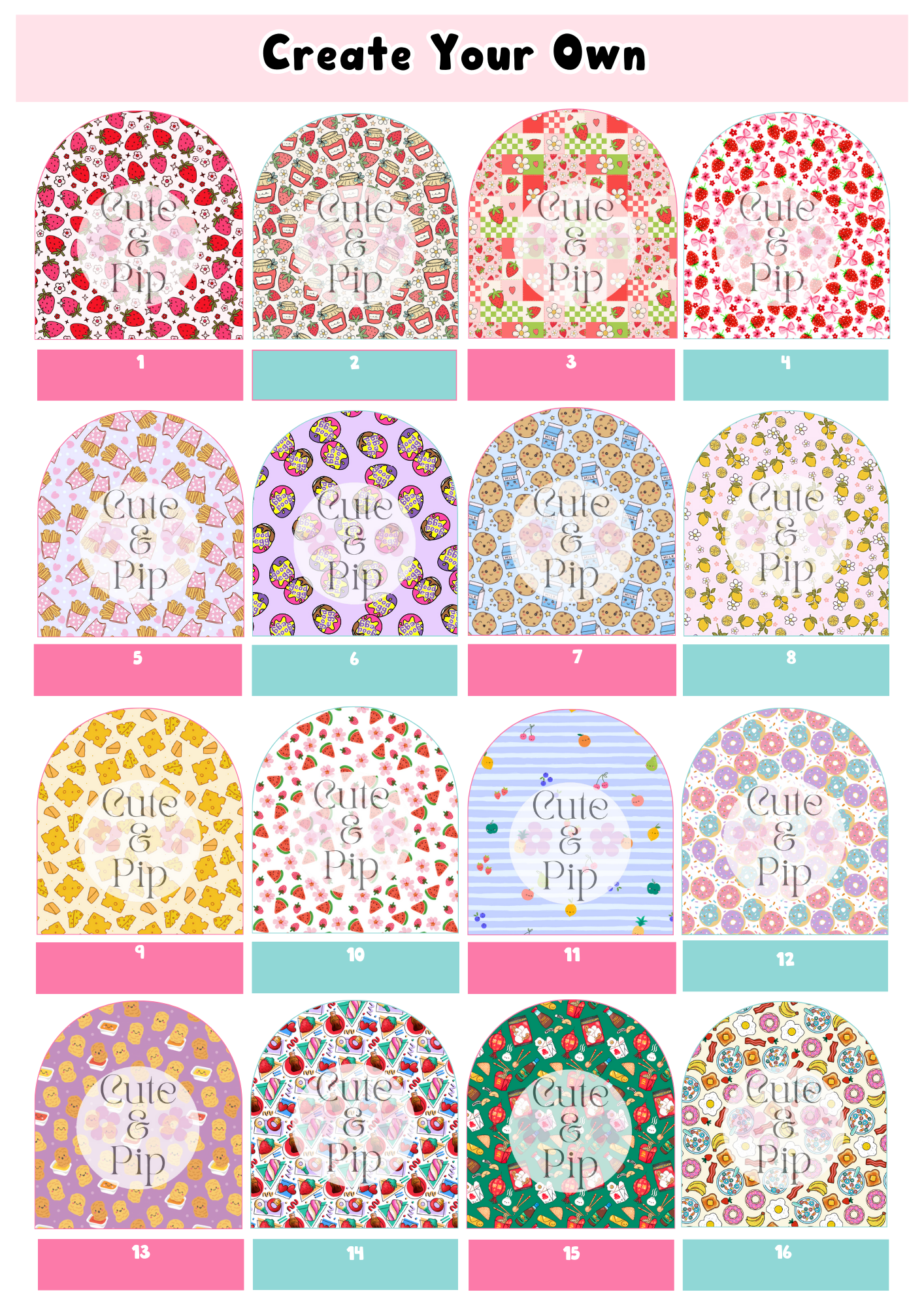 Create Your Own tubie pads cute foods