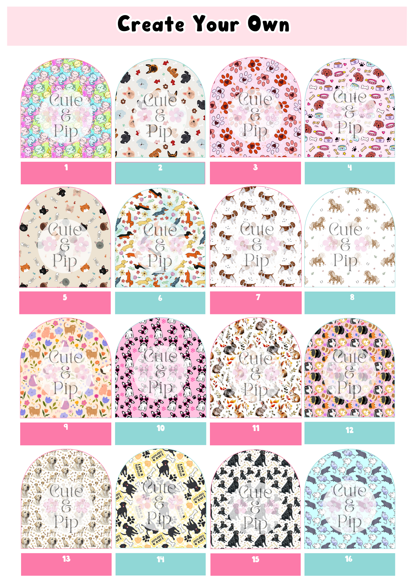 Create Your Own tubie pads pets and animals