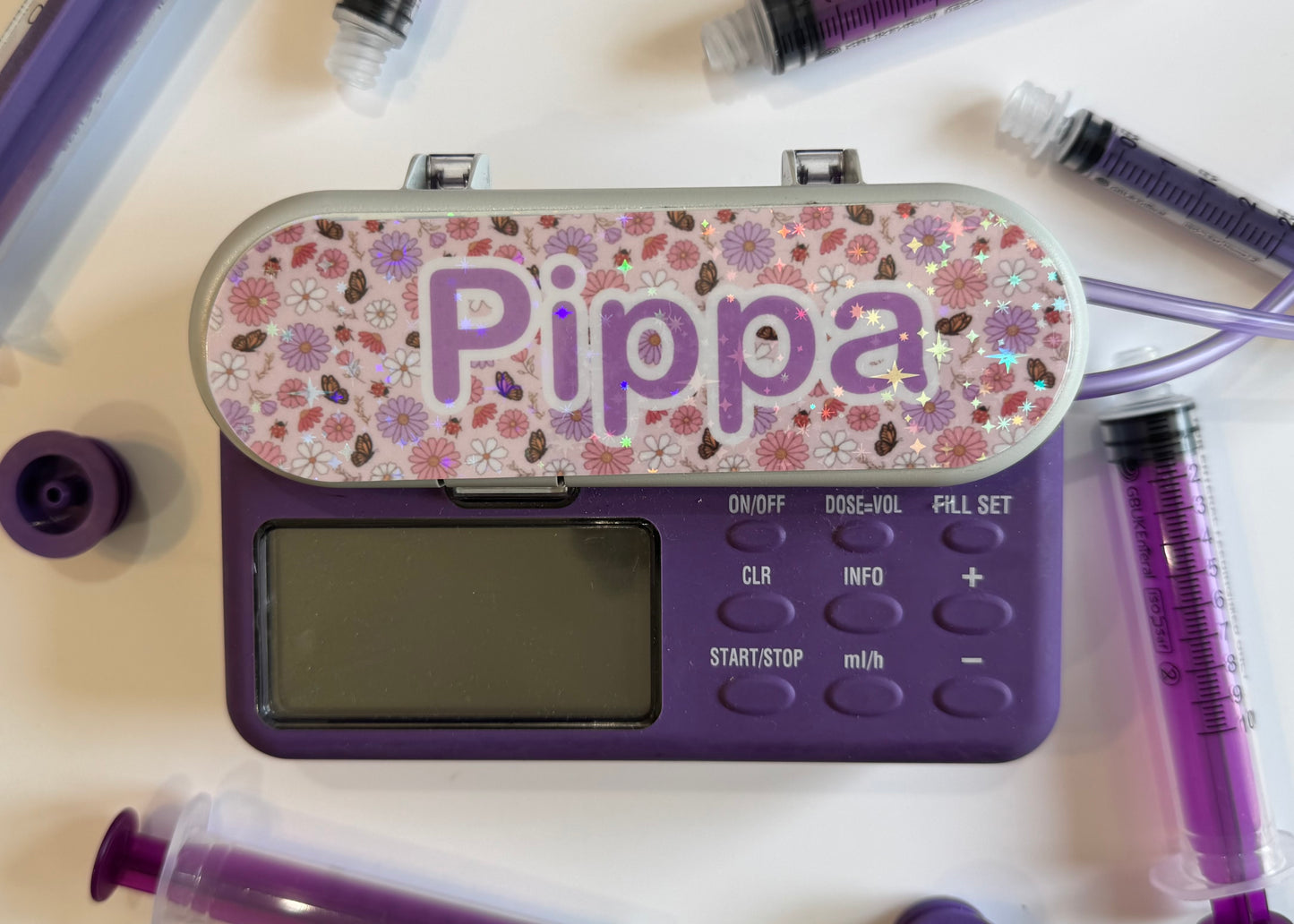 personalised both Nutricia infinity and infinity 3 pump types available (pump sticker) pink flowers and butterflies