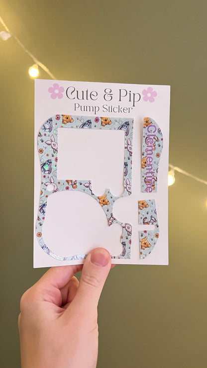 Winnie the Pooh and friends personalised Abbott pump sticker