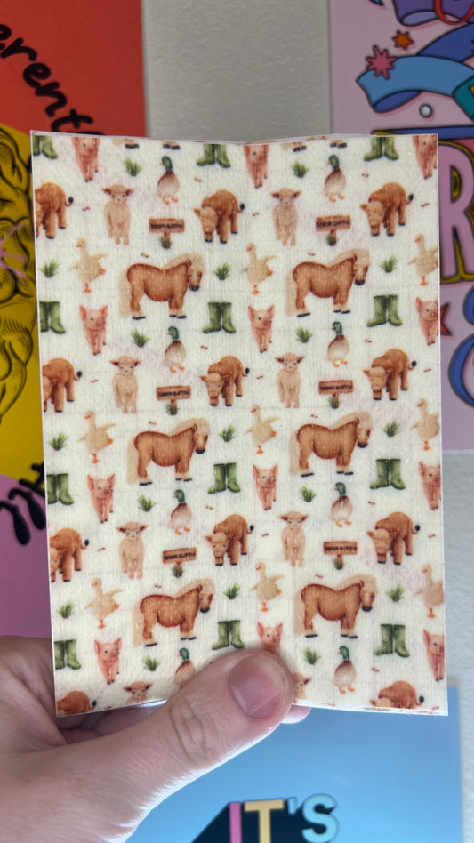 Farm animals cute cows, pigs, horses and ducks Tubie tape