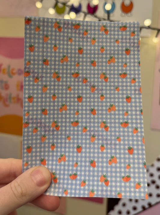 Blue gingham strawberries Tubie tape