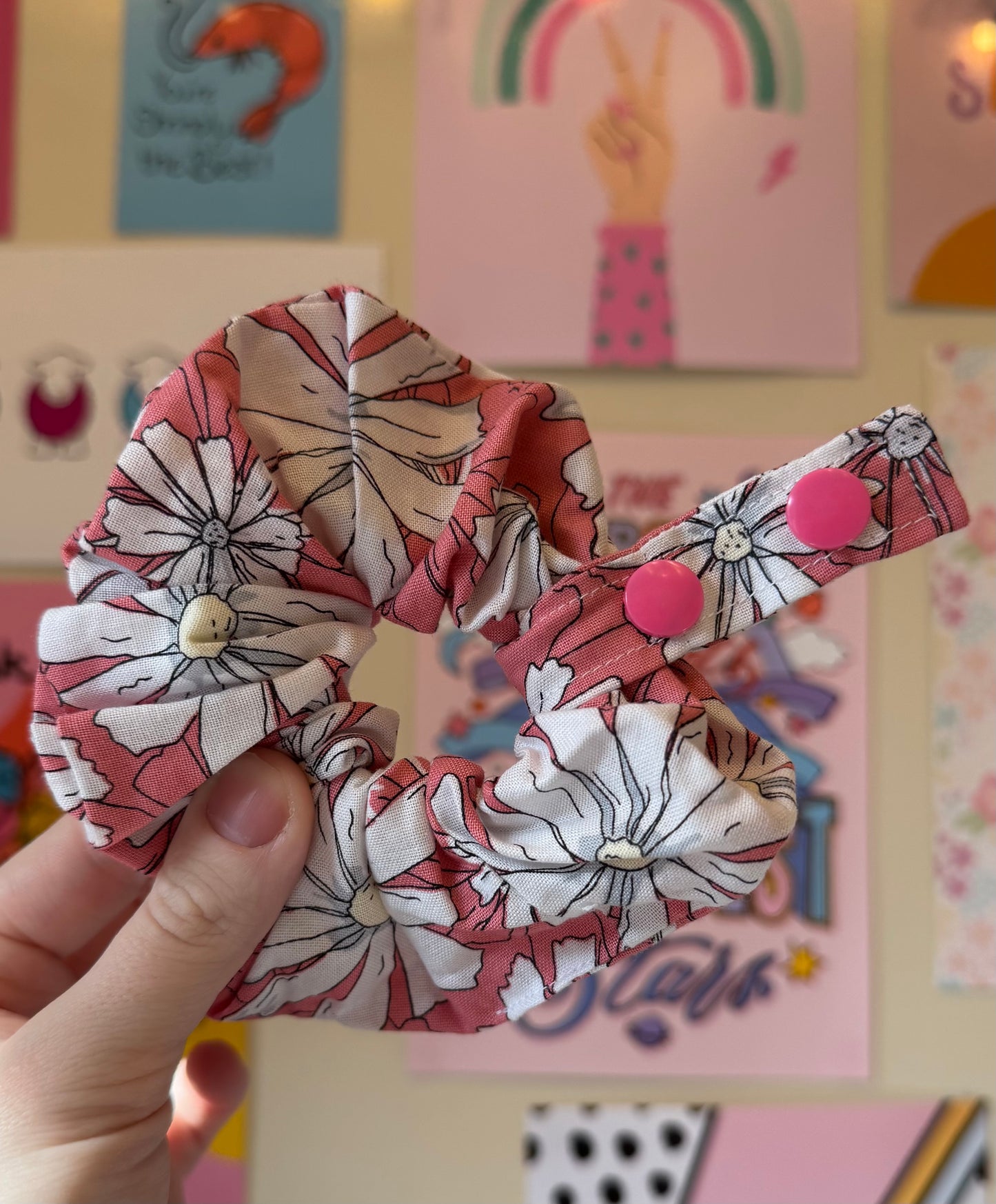 Pink flowers Tubie scrunchies