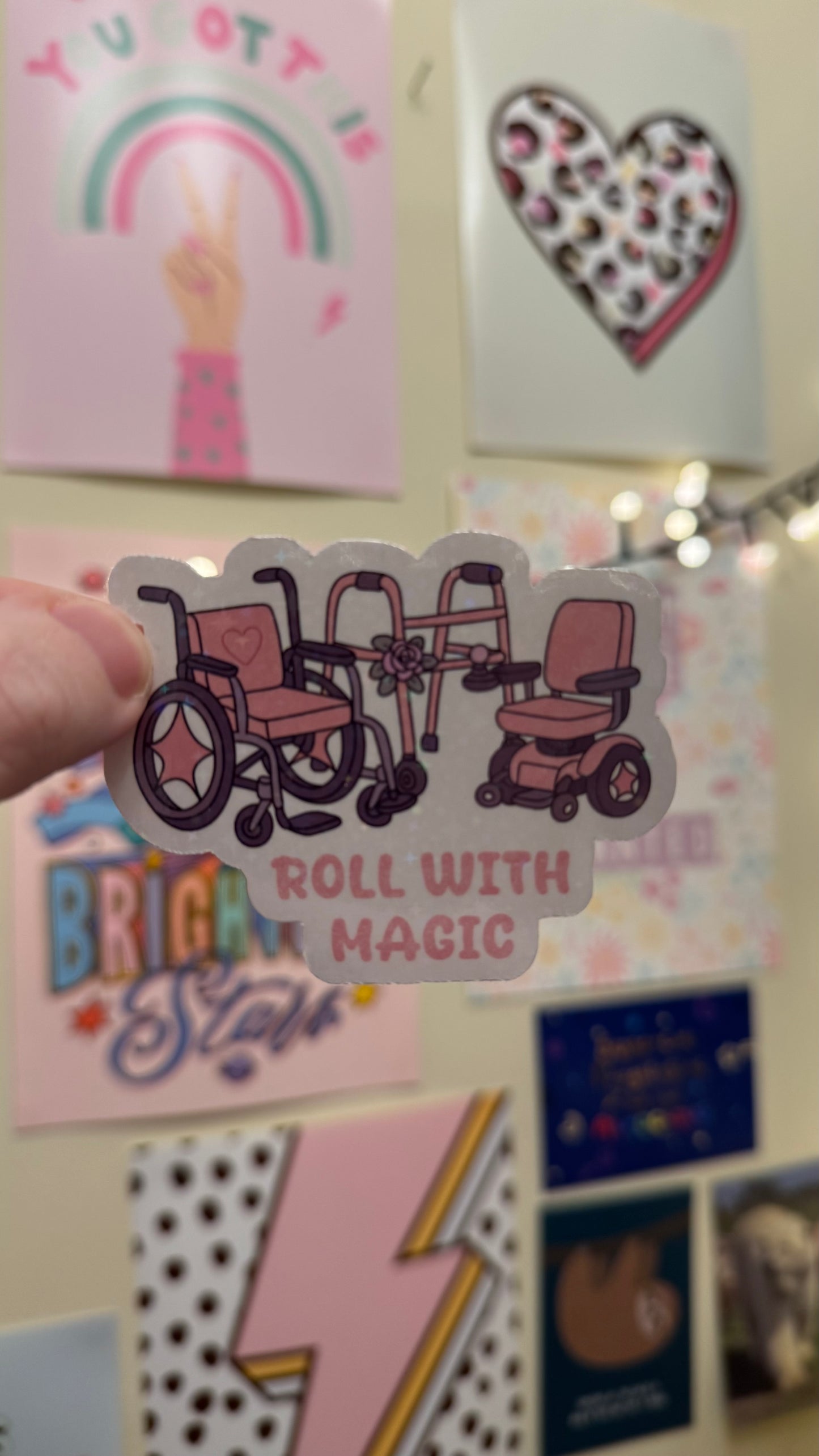 Mobility aid “roll with magic!” Holographic Sticker