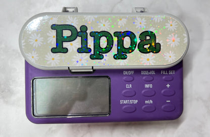 Sage Green Flower personalised Nutricia infinity and infinity 3 pump sticker