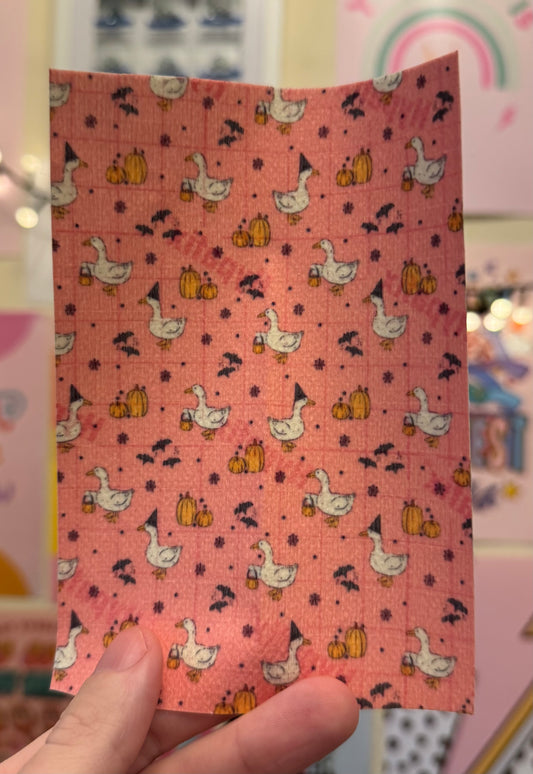 Witchy ducks on pink Halloween tubie tape