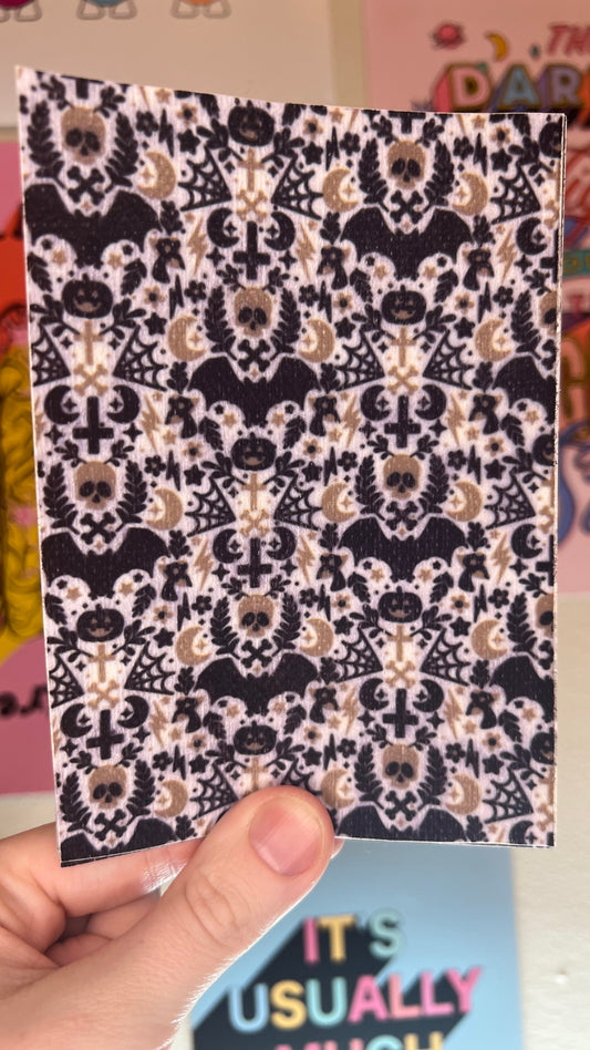 Gothic skulls and bats black and white Tubie tape