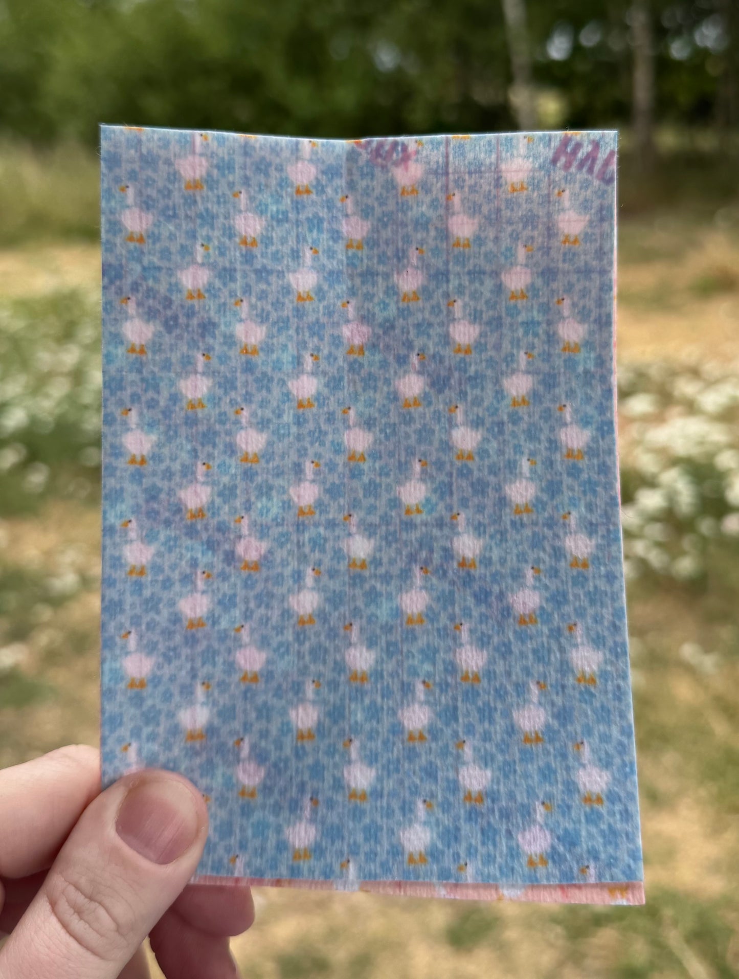 Blue duck in blue flower field Tubie tape