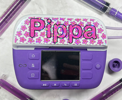 Pink flowers personalised Nutricia infinity and infinity 3 pump sticker