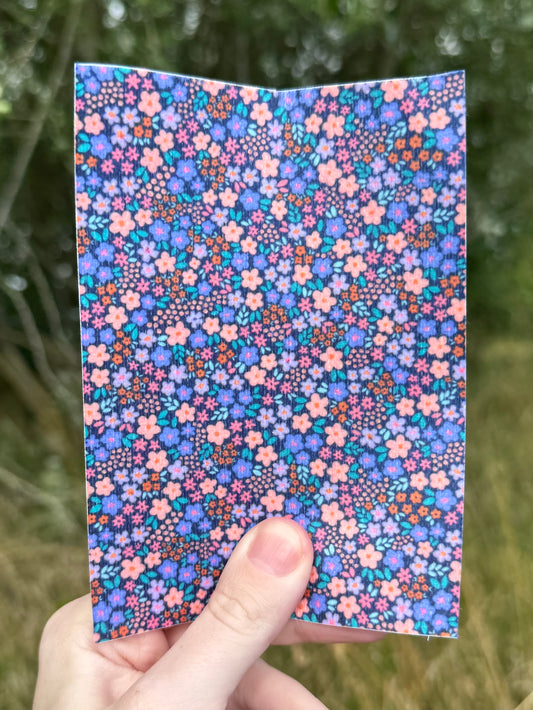 petite summer flowers on navy Tubie tape