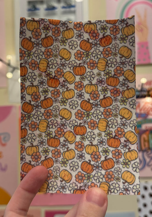 Floral cute pink & orange Halloween pumpkins tubie tape