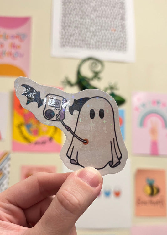 Tubie ghost surgical tube peg/pegj with pump Halloween Holographic Sticker