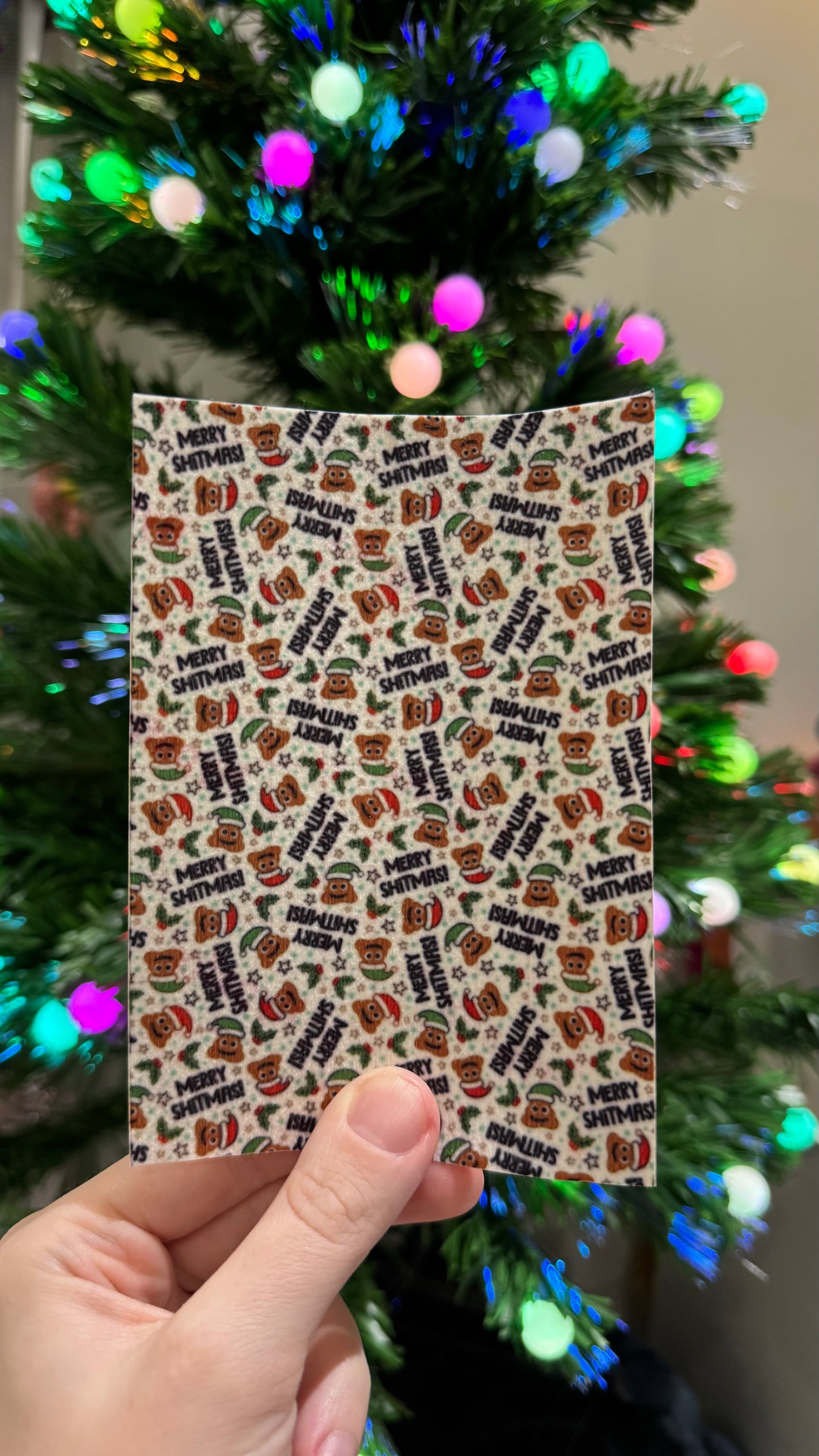 Adult swearing funny “merry Sh*tmas! White poop Winter Tubie tape collection