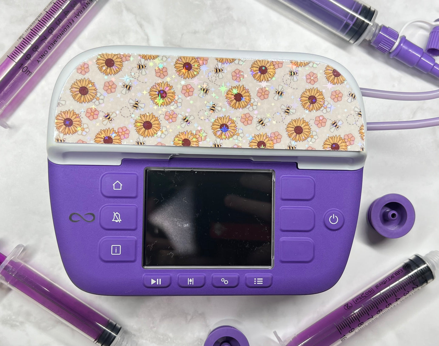 Bees and sunflowers Nutricia pump sticker
