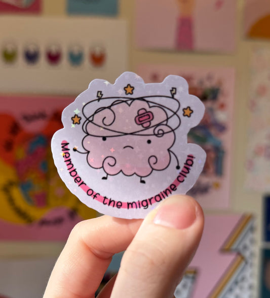 Member of the migraine club holographic stickers