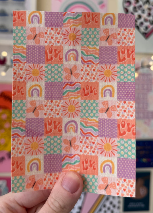 Pastel patchwork rainbows, butterflies and suns cute pink summer 2025 collectionsTubie tape