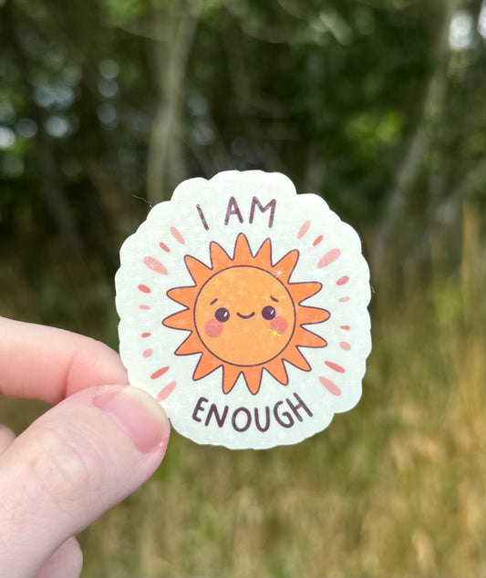 I am enough smiling sun Holographic Sticker