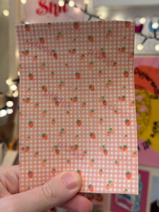Pink gingham strawberries Tubie tape
