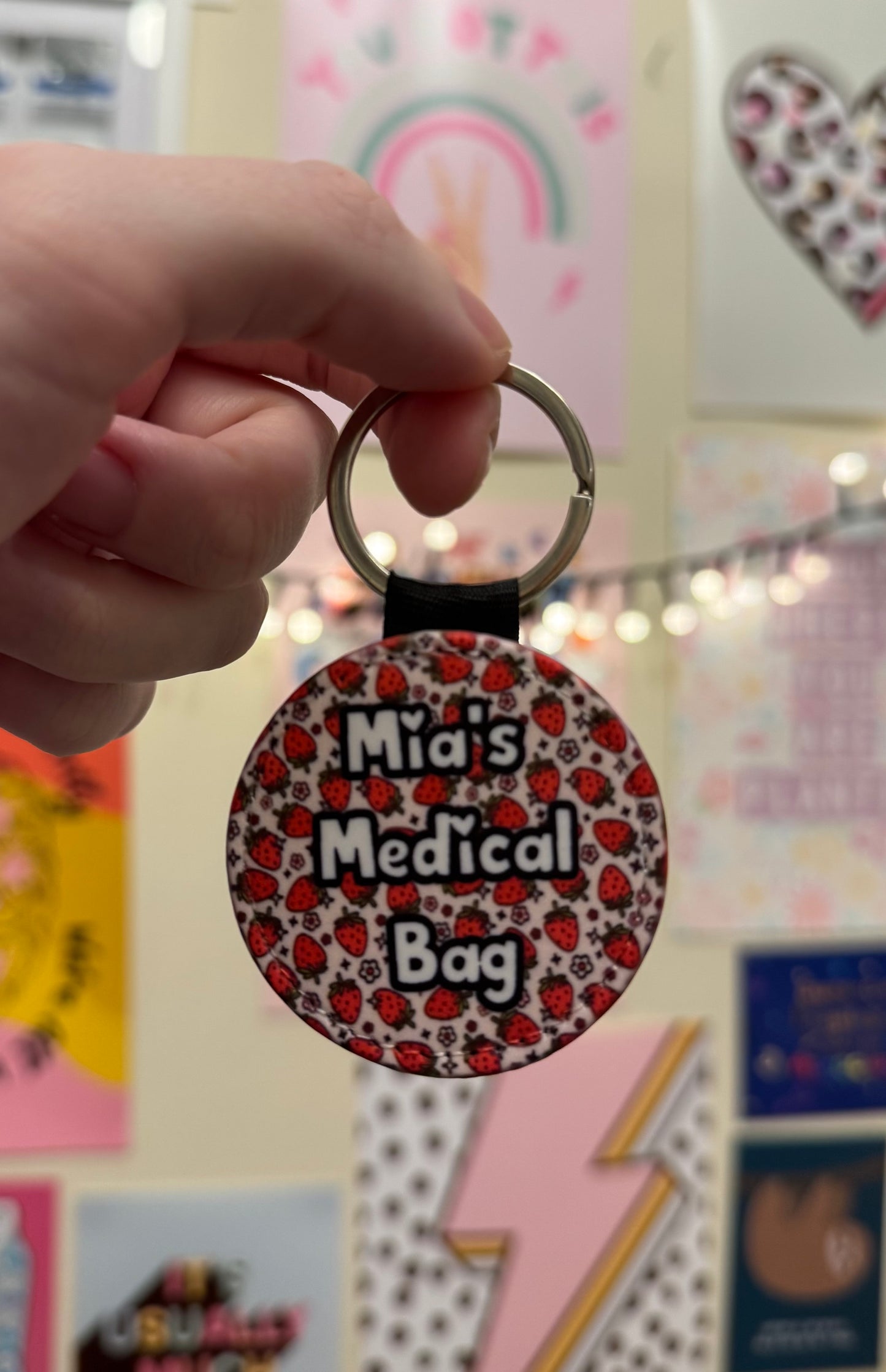 Strawberries Mini personalised bag tag- “your NAME! Medical bag” 5cm medical bag tag!
