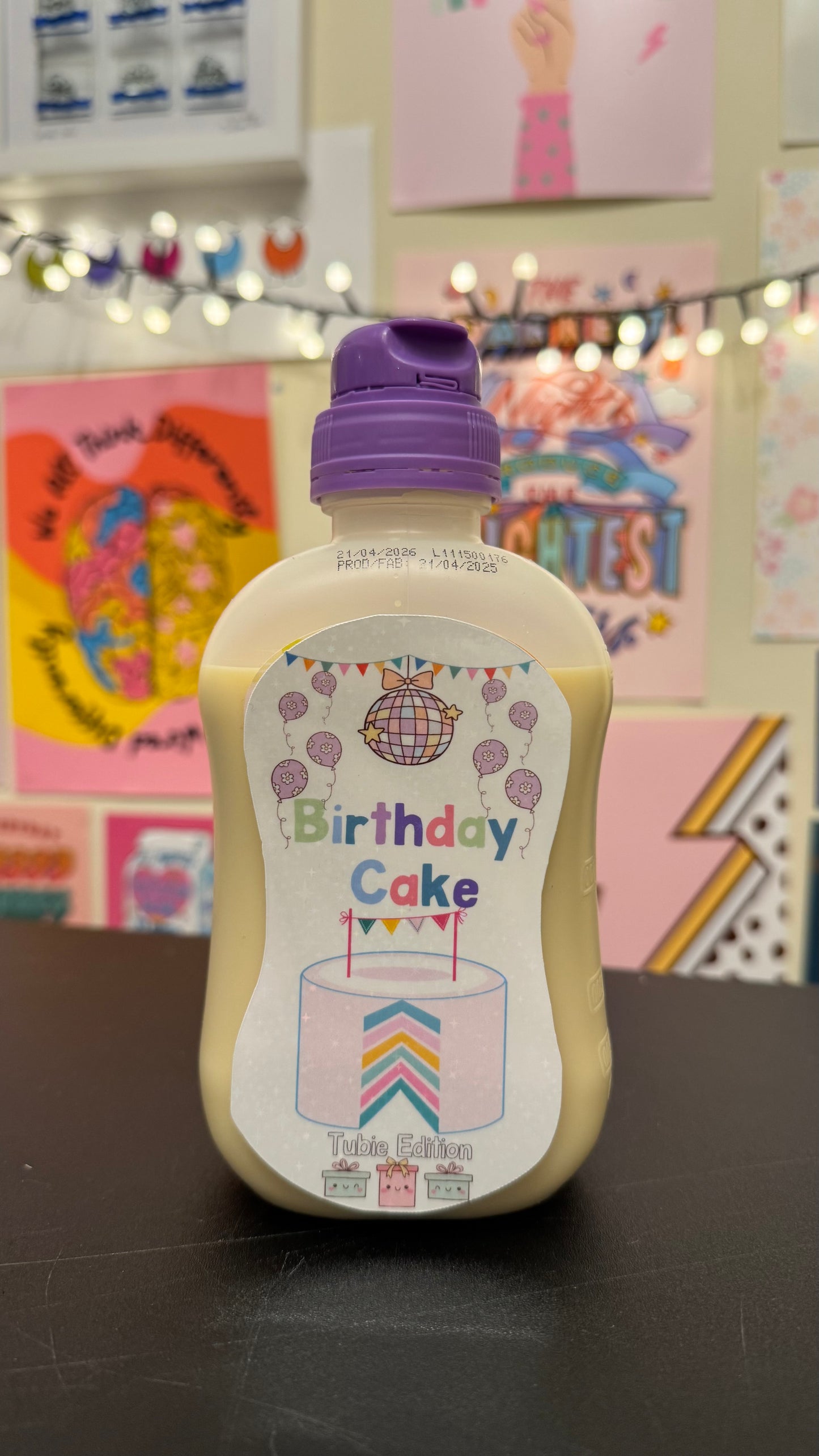 Birthday cake tubie edition - Foodie al Tubie (feed bottle stickers)