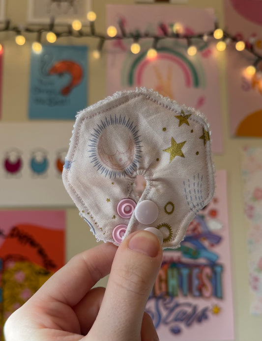 Celestial stars and moon pale pink Tubie pad
