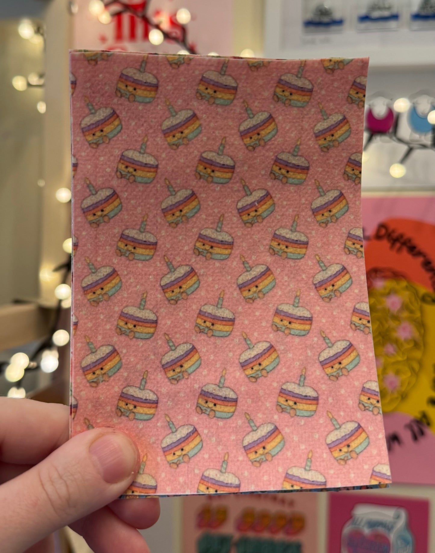Jellycat rainbow cake on pink Tubie tape