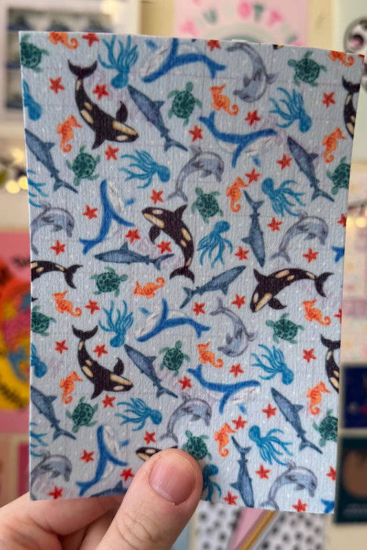 Underwater sea animals, dolphins, orcas, octopuses, sharks, turtles and whales summer 2025 Tubie tape collection