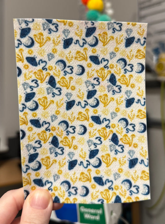 yellow & Navy gothic moths and mushroom Tubie tape