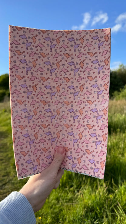 Extra large Tubie tape Pink Diplodocus and flowers Dino / dinosaurs!