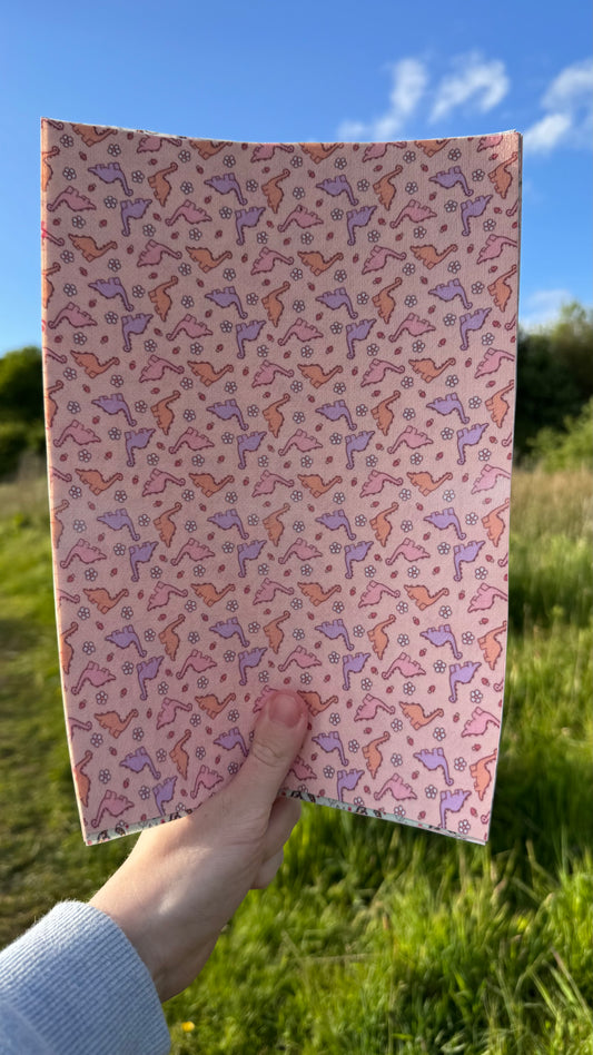 Extra large Tubie tape Pink Diplodocus and flowers Dino / dinosaurs!