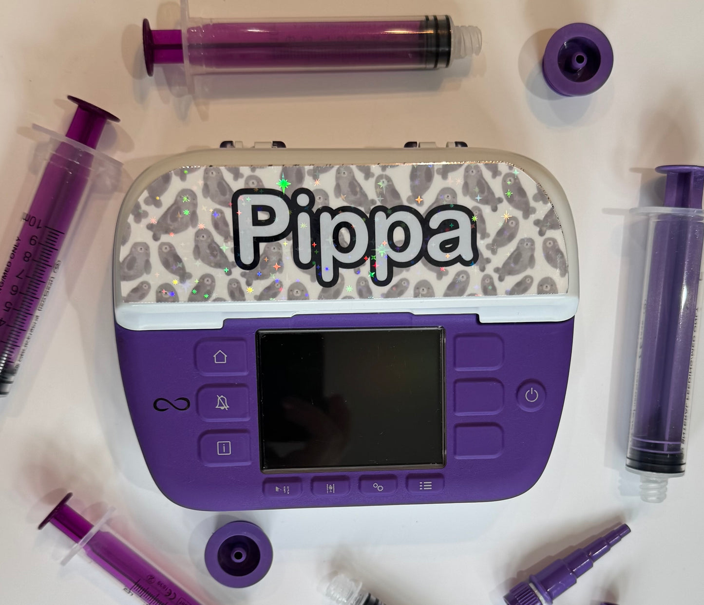 Cute Seals summer personalised Nutricia infinity and infinity 3 pump  sticker