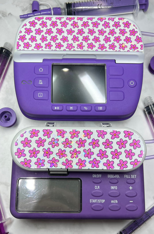 Pink flowers Nutricia pump sticker