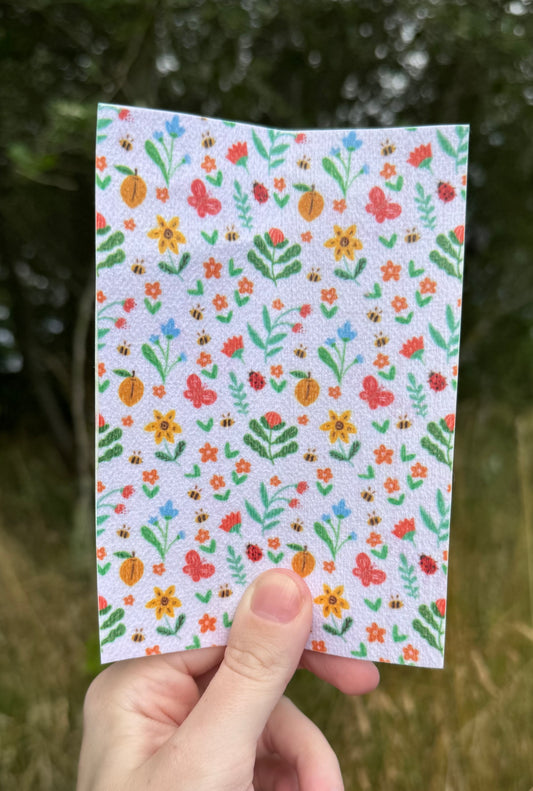 Summer garden flowers, fruits, butterflies and bumble bees tubie tape