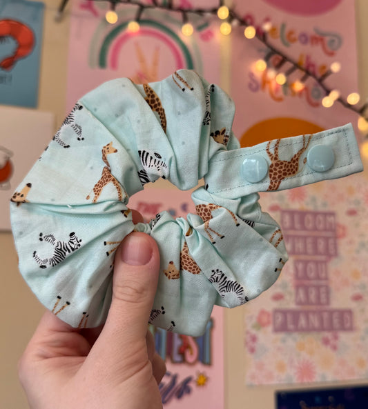 Safari zebras and giraffes Tubie scrunchies