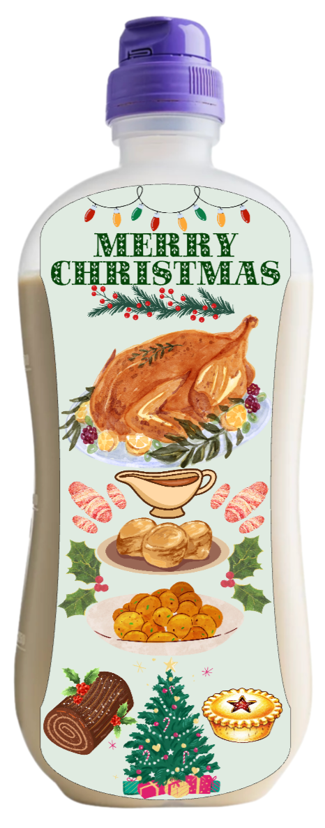 Christmas meal tubie edition - Foodie al Tubie feed bottle stickers
