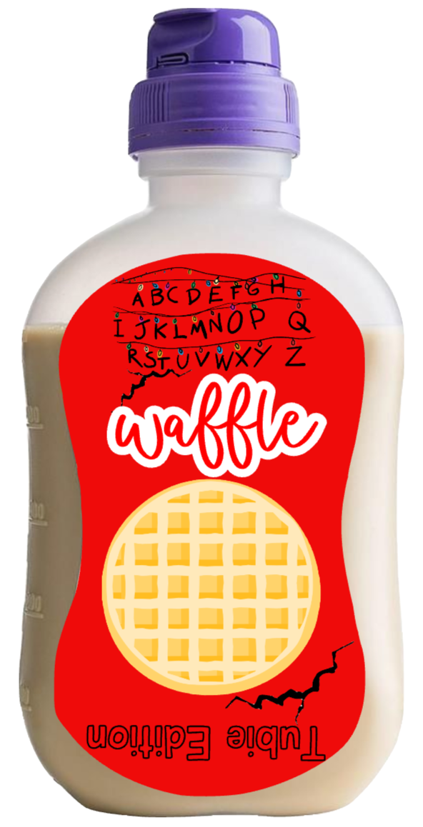 Nutricia stranger things  waffle tubie edition - Foodie al Tubie feed bottle stickers