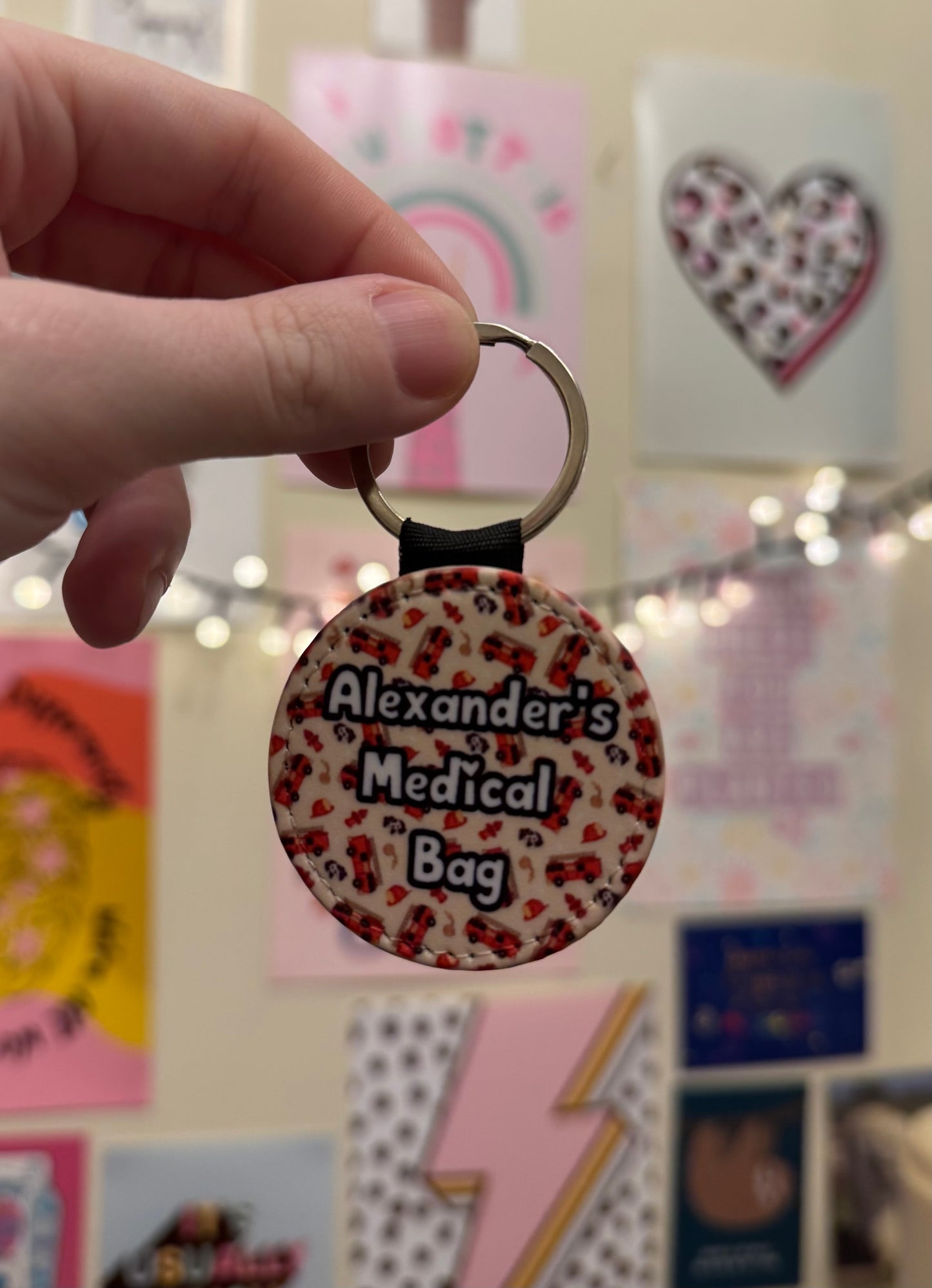 Fire engines Mini personalised bag tag - “your NAME! Medical bag” 5cm medical bag tag!