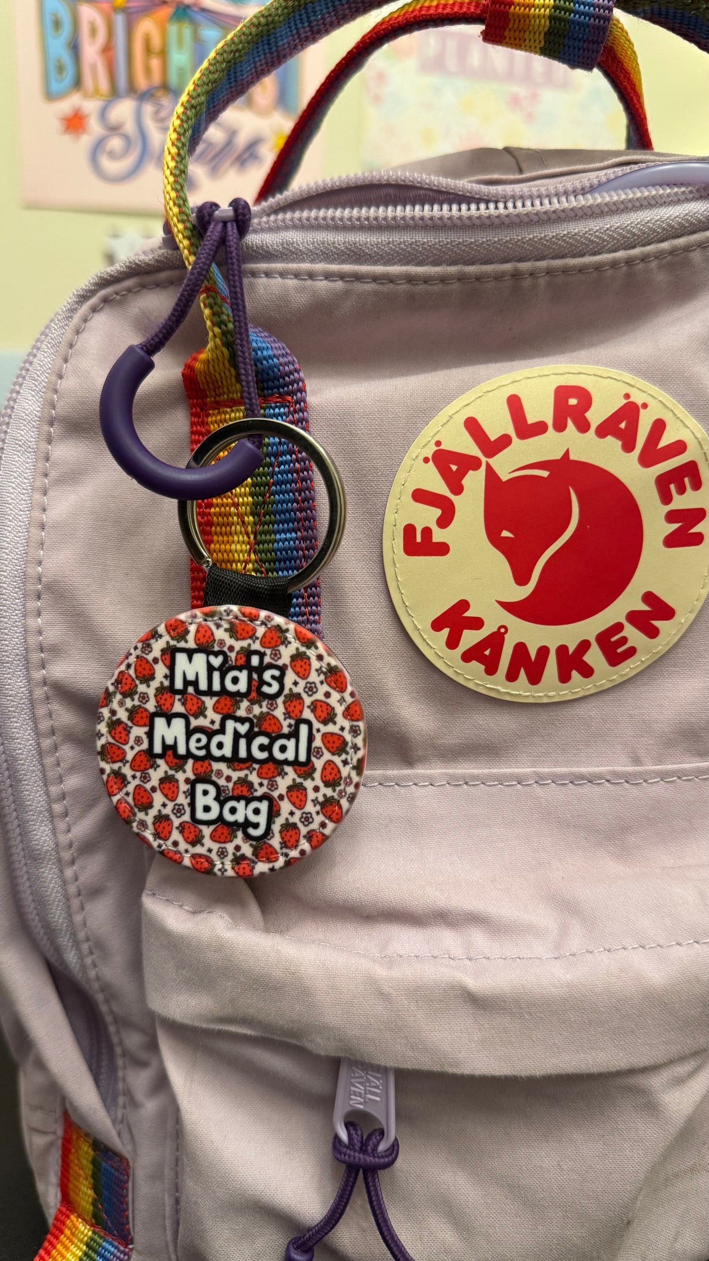 Strawberries Mini personalised bag tag- “your NAME! Medical bag” 5cm medical bag tag!