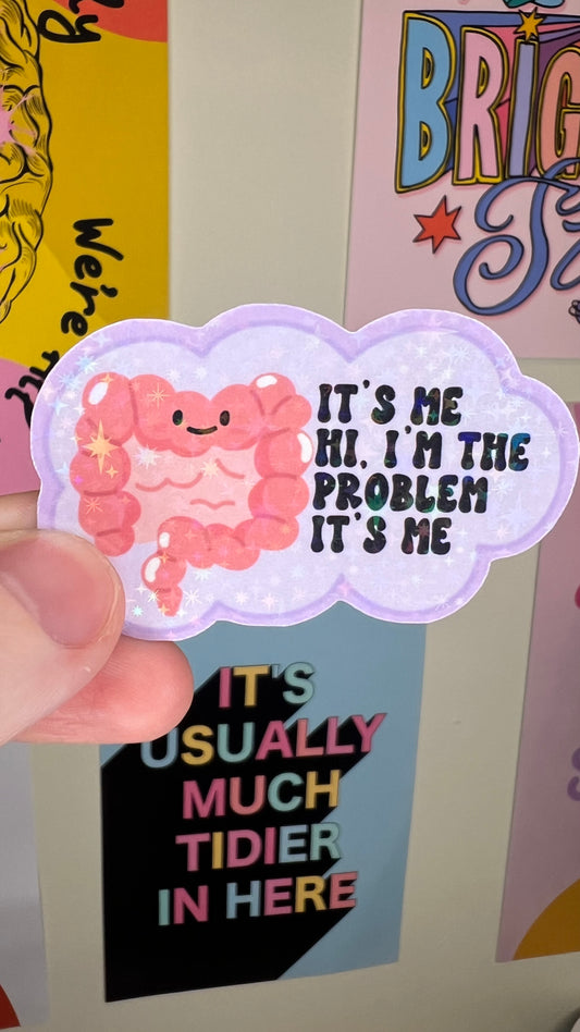 It’s me hi I’m the problem it’s me Holographic Sticker funny Tubie ibs ibd sticker