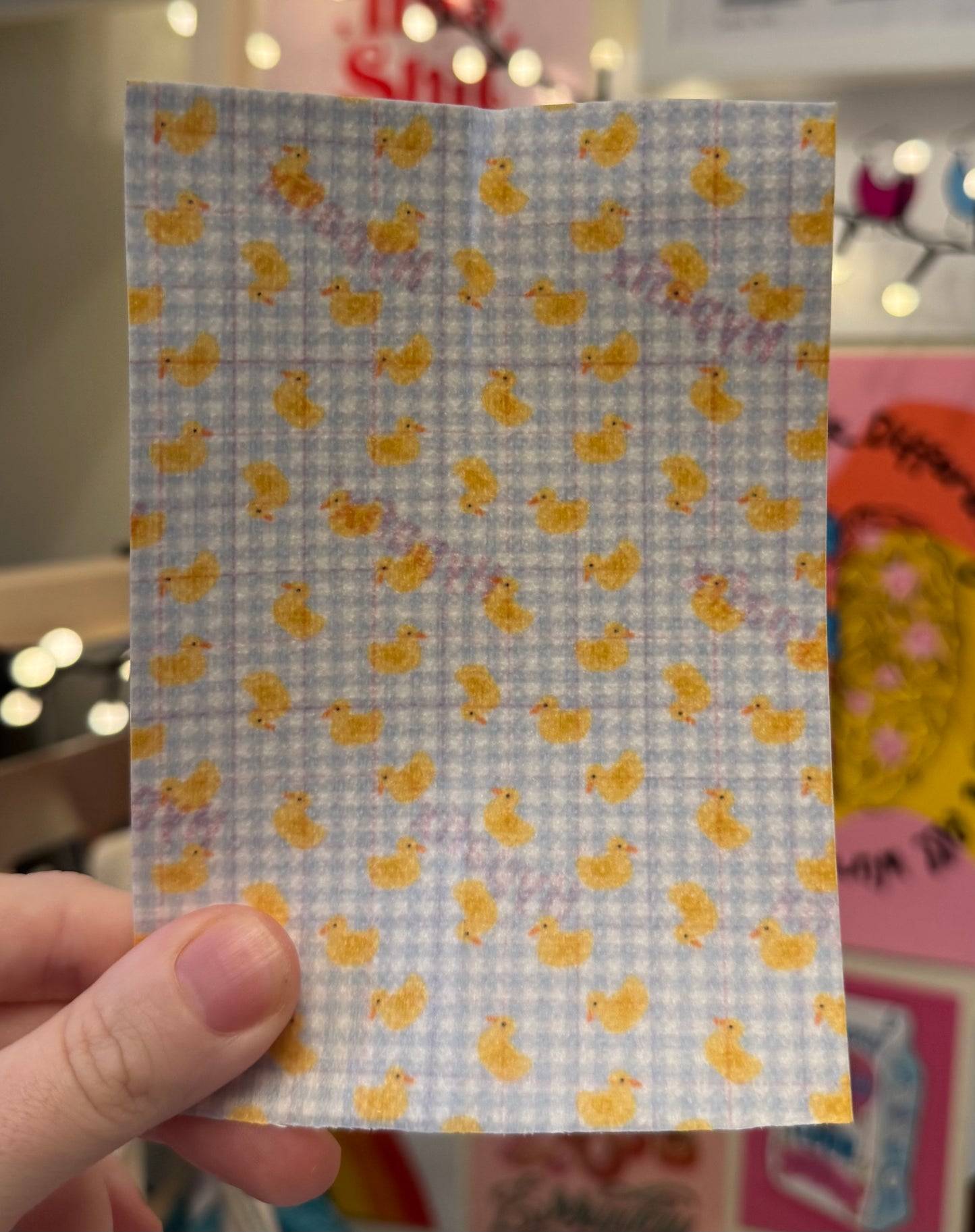 Ducklings on blue gingham Tubie tape