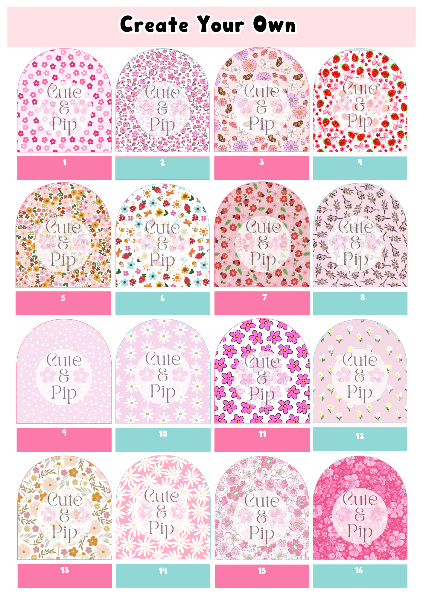 Create Your Own tubie pads pink & florals