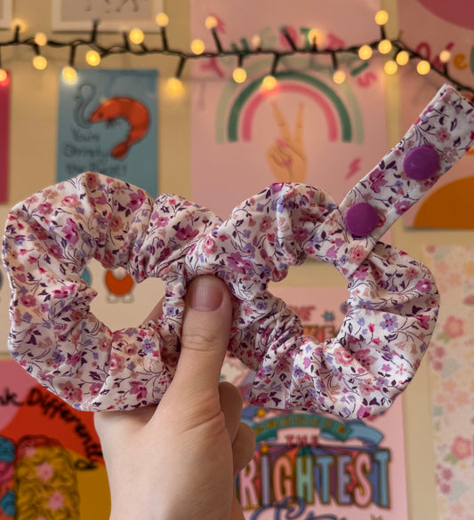 Liberty London pink floral Mini tubie scrunchies