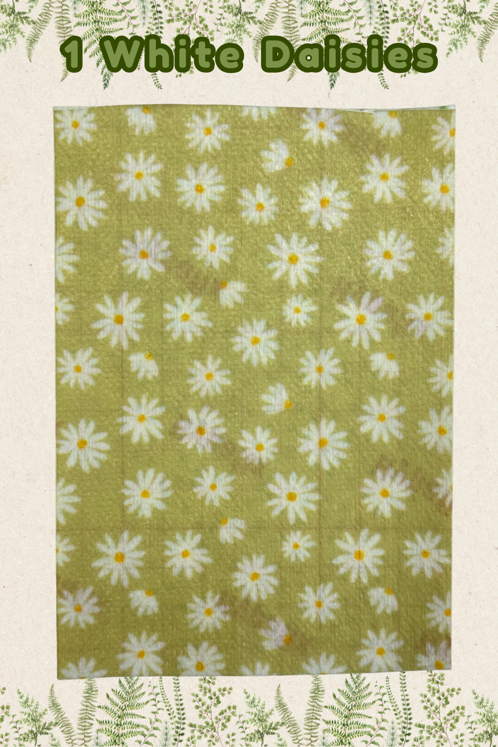 Cute white daisies on green Tubie tape