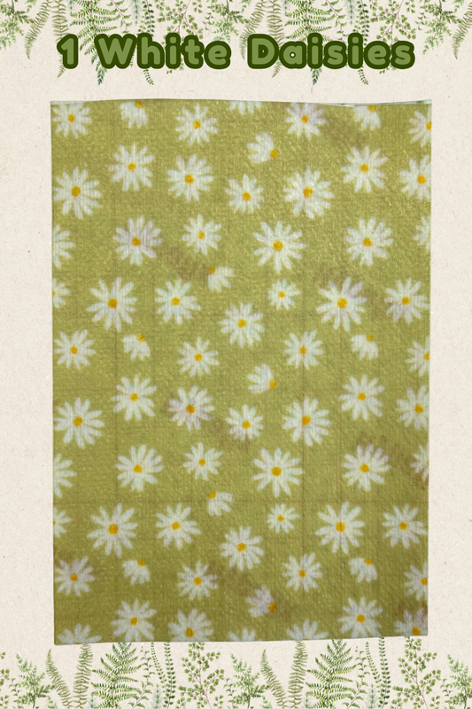 Cute white daisies on green Tubie tape