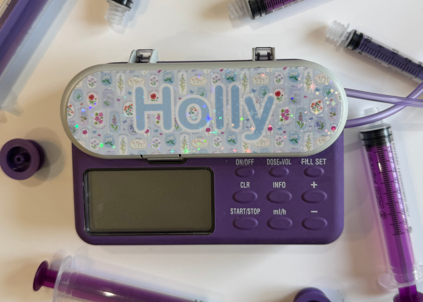 personalised both Nutricia infinity and infinity 3 pump types available (pump sticker) blue floral