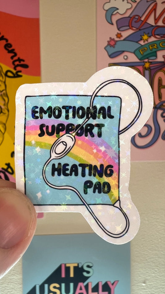 Emotional support heating pad Holographic Sticker