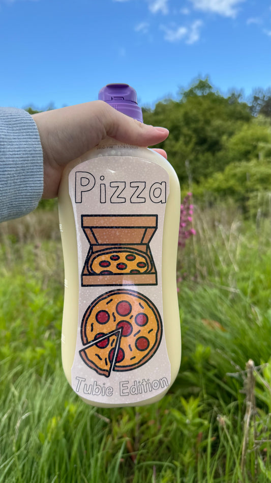 PREORDER WILL BE SENT OUT THE WEEK OF 11/08/25. Pizza Tubie edition - Foodie al Tubie (feed bottle stickers)